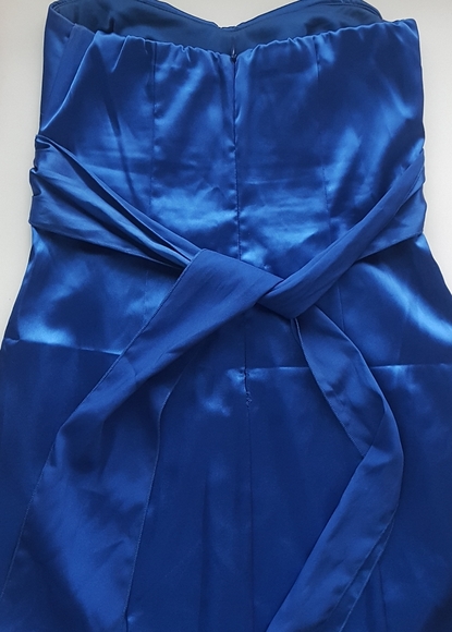 Royal blue strapless size 9 shiny mini dress y2k - Picture 2 of 6